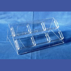 TARJETERO Para sobremesa inclinado con 6 huecos para tarjetas en horizontal de 85 x 60 mm<br>Medidas: 285 x 165 x 120 mm<br>